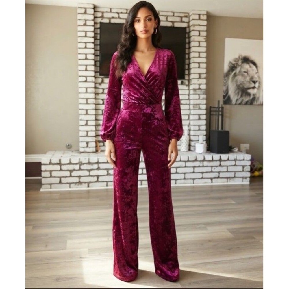 Scarlet Rocks NWOT Velvet Jumpsuit Sz 8 Burgundy Vampire Goth Witchy Whimsigoth
